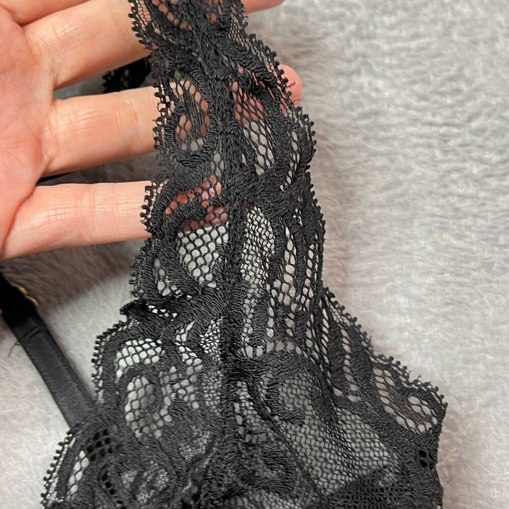 Natori Black Lace Unlined Underwire Demi Bra 32 C/D‎ Coquette Office Siren - Picture 4 of 12
